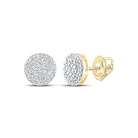 The Diamond Deal Sterling Silver Womens Round Diamond Square Earrings 1/4 Cttw