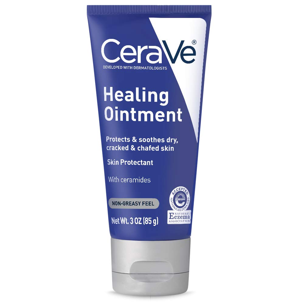 CeraVe Healing Ointment, Moisturizing Petrolatum Skin Protectant for Dry Skin with Hyaluronic Acid and Ceramides, No Lanolin &Fragrance, 3 Ounce, Temporarily helps relieve dry, chopped, cracked skin