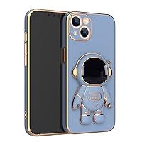 Case for iPhone 13,Fun 6D Plating Astronaut Design Hidden Folding Kickstand Soft TPU Shockproof Bumper Cartoon Cute Phone Case for iPhone 13 (6.1 inch) 2021 (Blue)