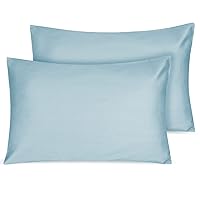 Organic Cotton Toddler Pillowcase 2 Pack, 14 x 20 Travel Pillow Case Cover for Babies, Kids, Boys and Girls, Soft and Breathable Small Pillow Cases with Envelope Closure, Sterling Blue