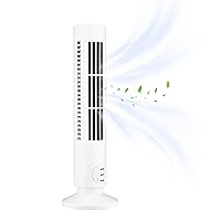 Desk Fan, Tower Fan Oscillating Floor Fan Bladeless Cooling Fan Portable Vertical Conditioner for Office Home White