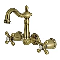 Kingston Brass KS1223AX 8-Inch Center Wall Mount Bathroom Faucet, Antique Brass