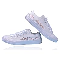 Rose Gold Foil Personalized Wedding Sneakers for Women, Bridal Shoes with Rose Gold Foil, Customized Bride's Shoes, Comfortable Bridal Sneakers, Fashion Sneakers for Women, Wedding Party Shoes