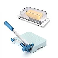 KITCHENDAO Multipurpose Cheese Slicer Cutter with Board and Airtight Butter Dish with Lid and Knife