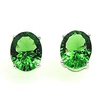E10709 Classic Mt St Helens Green Helenite May Birthstone Sterling Silver Studs Earrings