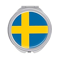 Flag of Sweden Compact Mirror for Purse Round Portable Pocket Makeup Mirrors for Home Office Travel