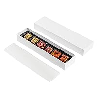 Restaurantware Sweet Vision 10.6 x 2.8 x 1.6 Inch Rectangle Candy Boxes 100 Disposable Bakery Gift Boxes - 6 Compartments With Slidable Clear Lids White Paper Boxes For Chocolate And Treats