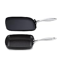 SCANPAN Professional 10.5” Square Grill Pan & 11” Griddle - Easy-to-Use Nonstick Cookware - Dishwasher, Metal Utensil & Oven Safe - Made in Denmark