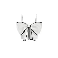 SOLY HUX Women's Y2k Bow Front Cami Crop Tops Contrast Binding Summer Camisole