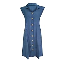 Cooeverly Women Single-Breasted Dress Buttoned