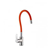 Kitchen Faucet Pull up & Down Spflexible 360 Degree Rotate Kitchen Sink Mixer Tap Faucet Nickel Brushed/Orange