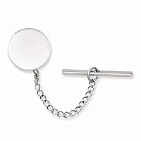 Solid Engravable (front only) Rhodium Plated Round Satin Tie Tack Measures 8x8mm Wide Jewelry Gifts for Men