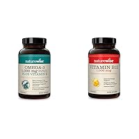High-Potency 1000mg Omega 3 600mg EPA 400mg DHA Vitamin E 180ct & 1000mcg Vitamin B12 150 Softgels Supplement Bundle
