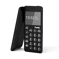 Punkt. MP02 New Generation 4G LTE Minimalist Mobile Phone, Unlocked, Nano-SIM, WiFi Hotspot,2GB RAM+16GB Storage, 1280 mAh Battery - Black