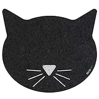 Black Cat Face Recycled Rubber Pet Placemat,Size: 1 Pack