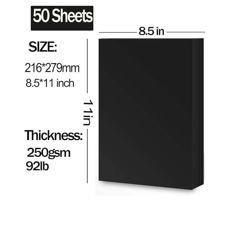 Mua 50 Sheets Black Cardstock 8.5 x 11 inch, 250gsm/92lb Black cardstock  Paper for DIY Arts and Cards Making, Heavy Black Craft Paper for  Invitations, Stationary Printing,Scrapbook Supplies trên  Mỹ chính