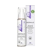 DERMA E Advanced Peptides and Vegan Flora-Collagen Serum – Double Action Collagen Face Cream with Peptide Complex – Intensely Hydrating Treatment for Lines, Wrinkles and Redness, 2 oz