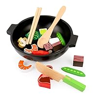 Children Wood Pretend Play Food Kitchen Toys Baby Simulation Chinese Finished Restaurant Casserole Vegetable Hot Pot Food Toy