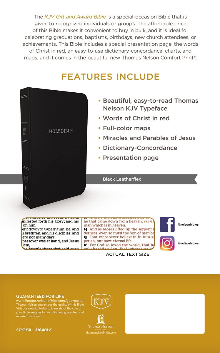 KJV, Gift and Award Bible, Leather-Look, Black, Red Letter, Comfort Print: Holy Bible, King James Version
