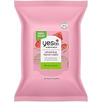 Yes To Face Wipes for Women and Men, Refreshing Facial Cleansing Wipes for use as a Make Up Remover, Cleaning, Soothing, Watermelon (Pack of 1)