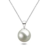 White Japanese AAAA 6-13.5mm Freshwater Cultured Pearl Pendant Necklace 16