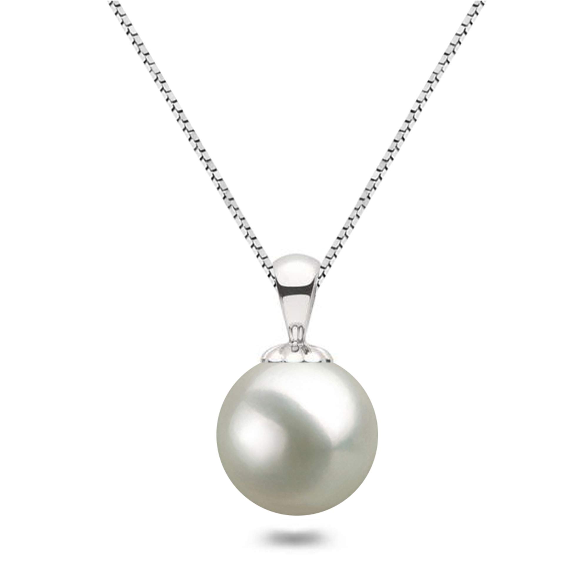 Orien Jewelry White Japanese AAAA 6-13.5mm Freshwater Cultured Pearl Pendant Necklace 16