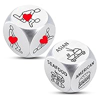 2Pcs Anniversary Date Night Gifts for Wife Husband Men Women Christmas Valentines Day Birthday Food Dice Gifts for Him Her Boyfriend Girlfriend 11th Anniversary Wedding Gifts for Couple Gay Lesbian