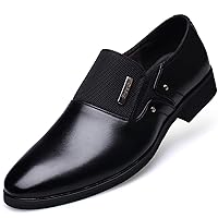 WUIWUIYU Men's Nice Looking Smart Casual High Gloss Shoes Slip-on/Lace-up Formal Dress Oxfords