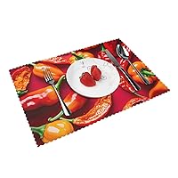 Fruit and Vegetable Print Dining Table Placemats Set of 4,Table Mats for Home Kitchen Dining Decor 12 X 18 Ininches,Washable