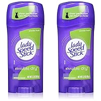 Lady Speed Stick Invisible Dry Antiperspirant & Deodorant, Powder Fresh, 2.3 oz, Purple (Pack of 2)
