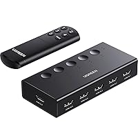 UGREEN HDMI Switch 5 in 1 Out 4K@60Hz, HDMI Splitter with Remote 5 Port HDMI Switcher Selector Support 3D CEC HDR HDCP2.2 Compatible with PS5/4/3 Xbox Nintendo Switch Roku TV Fire Stick Black
