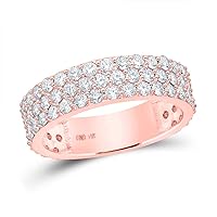 The Diamond Deal 14kt Rose Gold Mens Round Diamond Pave 3-Row Band Ring 2-7/8 Cttw