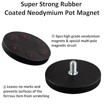 ULIBERMAGNET 60lb Magnetic Tripod Head Base with D1/4-20 Male Thread , Soft Rubber, 2Pack Magnetic Mounting for Action Camera , Gopro and Security Camera