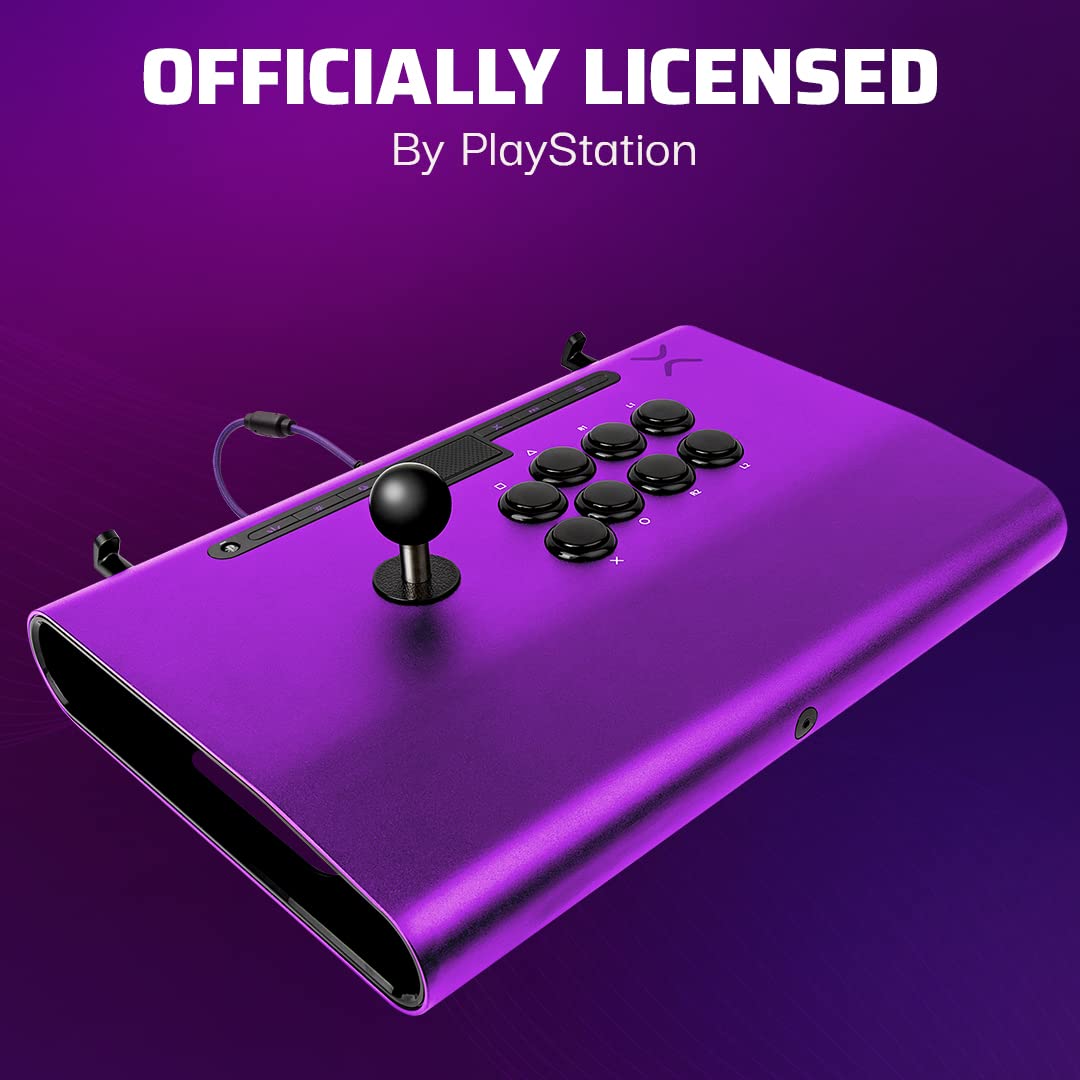 Victrix Pro FS Playstation Fight Stick for PS4, PS5, PC, Durable Aluminum, Sanwa Denshi Buttons, Ergonomic Wrist Slope, Detachable Joystick, Tournament Grade for Fighting Games (Purple)