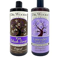 Dr. Woods Black Soap and Lavender Castile Soap, Body Wash with Organic Shea Butter Variety 2 Pack