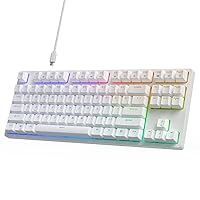 RK ROYAL KLUDGE RK87 Wireless Mechanical Keyboard, 75% TKL Hot Swappable RGB Bluetooth Gaming Keyboard Triple Mode BT5.1/2.4G/USB-C with 2 Detachable Frames, USB Hub, Silent Red Switch, White