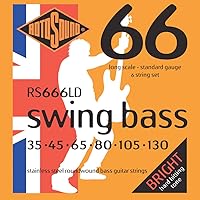 Rotosound RS666LD Swing Bass 66 Stainless Steel 6 String Bass Guitar Strings (35 45 65 80 105 130)