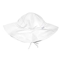 i play. by green sprouts Baby & Toddler Brim Sun Protection Hat | All-day UPF 50+ sun protection for head, neck, & eyes, White, 9-18 Months