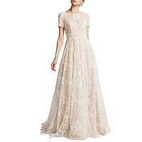 A-line Vintage Wedding Dress Bateau Neckline Short Sleeves Strapless Court Train Bridal Gown 2024