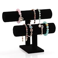 Stratalife Bracelet Holder Bracelet Dispaly Stand Bracelet Organizer T-Bar Jewelry Display Necklace Display Stand Watch Holder Jewelry Organizer for Bangle Necklace Black (2 Tair)