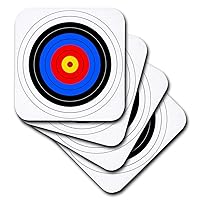 3dRose Target with Red Yellow Black White and Blue Rings - Archery, Goal, Sport, Game, Illustration - Soft Coasters, Set of 4 (CST_157561_1)