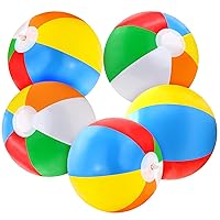 Rainbow Inflatable Beach Balls (16 Pack), 12'' Swimming Pool Ball for Summer Pool Party Favors Camping Backyard Games Beach Hawaiian Luau Tropical Theme Party Decorations Supplies