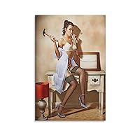 Pin-up Girl Vintage Photo Canvas Print Graffiti Wall Decorations Art Posters Canvas Wall Art Prints Poster Decorative Painting Canvas Wall Art Living Room Posters Bedroom Painting 12x18inch(30x45cm)