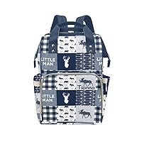 Antler Little Man Navy Plaid Diaper Bags with Name Waterproof Mummy Backpack Nappy Nursing Baby Bags Gifts Tote Bag for Women