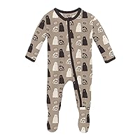 KicKee Pants Print Footie with Zipper, Fitted Long Sleeve Pajamas, Ultra Soft Everyday One-Piece Loungewear, Baby and Kid (Popsicle Stick Telephone and Dog - 3-6 Months)
