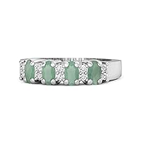 Genuine Oval 1.0 Cts Emerald Gemstone Four Stone 925 Sterling Silver Wedding Ring