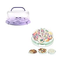 Ohuhu Cake Holder, BPA-Free Cake Carrier with Lid and Handle Cake Transport Container Portable Cake Keeper Cheesecake Container, Pie Cake Carrier BPA-Free up to 10'' Cake - Cupcake Container wit