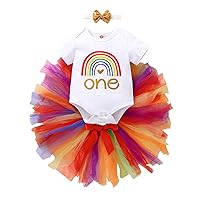 Baby Girls 1st/2nd First Birthday Outfits Cotton Romper TuTu Skirt Set with Sequins Bowknot Headband 3Pcs