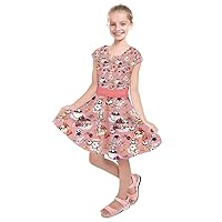 PattyCandy Gradient Happy Birthday Panda Cartoon Tribal Kids Short Sleeve Dress/Overall Dress, Size:2-16