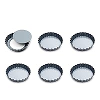Fox Run Set of 6 Loose Bottom Mini Tart and Quiche Non-Stick Baking Pans, 4-Inch Diameter, Grey, Model Number: 44460